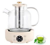 KIUYTQQ Bouilloire électrique 6 en 1, théière santé de 2 L avec ébullition Rapide de 500 W, Commandes tactiles intelligentes, minuterie de 12 h, Corps en Verre séparable pour Le thé et Les ragoûts.