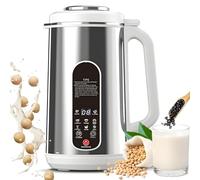 KIUYTQQ Machine à Lait de soja 1,2 L avec Coupe-Lait à 12 Lames, Affichage LED, Acier Inoxydable, départ différé Automatique, Maintien au Chaud, ébullition de l'eau, Couleur Argent