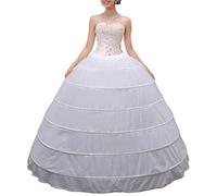 kivie Longue Crinoline Mariage Jupon 6 Cerceau mariée Jupon Robe de mariée Jupons Femme Jupes Sculptantes Robe de Bal Jupon (Blanc, 44)