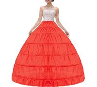 kivie Longue Crinoline Mariage Jupon 6 Cerceau mariée Jupon Robe de mariée Jupons Femme Jupes Sculptantes Robe de Bal Jupon (Rouge, 42)