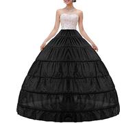 kivie Longue Crinoline Mariage Jupon 6 Cerceau mariée Jupon Robe de mariée Jupons Femme Jupes Sculptantes Robe de Bal Jupon (Noir, 40)
