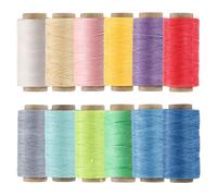 KIVISIN Bobine de fil ciré plat 150D - 0,8 mm - 49,6 m - Fil en polyester ciré pour projet de cuir, perlage, nœuds, bracelets micro macramé, fabrication de bijoux, bricolage et travaux manuels - 12