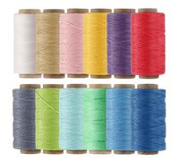 KIVISIN Bobine de fil en polyester ciré pour projets en cuir, tissus d'ameublement, perlage, fabrication de bijoux en macramé et loisirs créatifs - 12 couleurs claires - 1 mm - 210D/16 plis