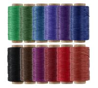 KIVISIN Lot de 12 cordons cirés de couleur foncée - Plat - 1 mm - 210D - 49,7 m par bobine - Fil polyester ciré pour cuir, tissus d'ameublement, couture, perlage, reliure de livres, macramé, tissage