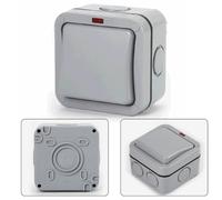 Kivivaka 1 interrupteur extérieur étanche IP66 20 A 250 V ABS boîte de jonction avec plusieurs entrées de câble et anneau d'étanchéité en silicone, gris