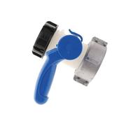 Kivivaka Adaptateur de robinet d'arrêt IBC pour robinet à filetage grossier | Réservoirs fourre-tout, DN40/DN50 Valve d'eau en plastique avec écrou de raccordement en aluminium, bleu et blanc
