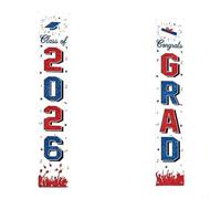 Kivivaka Bannière de remise de diplôme Classe of 2026 en polyester bleu, 33 x 180 cm, fournitures de fête, décoration pour intérieur ou extérieur, jardin (H)