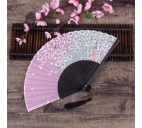 Kivivaka Blossom Éventail pliant style japonais vintage en polyester pour l'été, les fêtes de jardin et les mariages asiatiques, 21 cm 1#