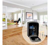 Kivivaka Boîte à clés d'extérieur avec empreintes digitales et application Tuya n métal antirouille pour location, 10 utilisateurs, 145 mm, noir