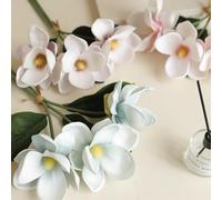Kivivaka Bouquet de fleurs de magnolia artificielles au design réaliste, pour pétales en mousse EVA souple avec noyau métallique, fleurs artificielles élégantes pour la maison, le mariage, centre de