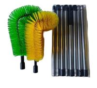 Kivivaka Brosse de nettoyage de gouttière réglable avec tige d'extension de 3,2 m, outil à poils flexibles pour enlever les débris de toit et de canal d'eau, noir, argent, jaune, vert D