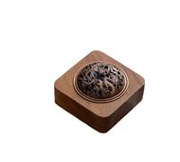 Kivivaka Brûleur d'encens en noyer avec couvercle, diffuseur d'arômes en bois naturel, bobine d'encens, tampon en coton ignifuge, design creux pour décoration d'intérieur, style zen, 10 x 10 x 4 cm