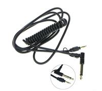 Kivivaka Câble auxiliaire de rechange 3,5 mm pour casque Pro Detox, cordon spiralé avec forme de L, rallonge flexible de 1,5 m, noir et rouge