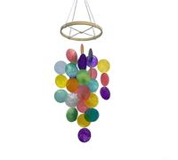 Kivivaka Carillon éolien en coquillage naturel de 40 x 15 cm, décoration bohème à suspendre pour la maison, le jardin, pendentifs enchanteurs en coquillages pour la relaxation (coloré)
