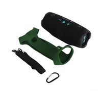Kivivaka Coque de protection en silicone pour haut-parleur JBL Charge 6 - Résistante aux rayures - Souple - Avec sangle et crochet - Bleu marine (vert armée)