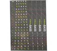 Kivivaka Décalcomanies de carte de notes de guitare basse 4 et 5 cordes pour apprendre les échelles, accords et placer des notes, noir cinq cordes