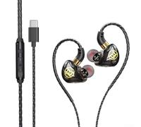 Kivivaka Écouteurs de jeu filaires intra-auriculaires avec micro détachable - Connecteur audio transparent de type C de 3,5 mm pour Esports PC (Noir Type-C)