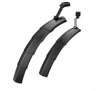 Kivivaka Garde-boue télescopique pour vélo avant et arrière avec feu arrière intégré, dégagement rapide pour garde-boue pour vélo de route, VTT, tube de 17 à 28 mm, rouge (noir)