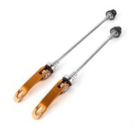 Kivivaka Jeu d'essieux à dégagement rapide pour VTT avant et arrière, en acier et alliage d'aluminium avec leviers CNC pour fixation de roue de VTT (doré)