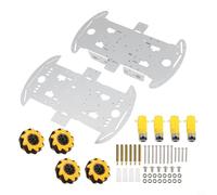 Kivivaka Kit de voiture robot roue bricolage châssis en métal 4WD véhicule intelligent omnidirectionnel pour Arduino pour Raspberry Pi éducatif robotique plate-forme conception de couche ABS argent