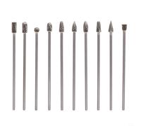 Kivivaka Lot de 10 fraises rotatives en carbure de tungstène - 3 x 6 x 100 mm - Double et simple coupe pour métal, bois, verre, meulage (coupe double)