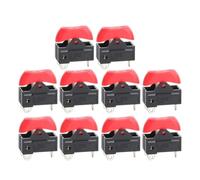 Kivivaka Lot de 10 interrupteurs à bascule 3 broches 3 positions OFF-ON-ON pour sèche-linge, matériau PA66, 6 A 125 V/250 V, rouge ou noir rouge