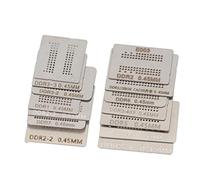 Kivivaka Lot de 12/14/20 pochoirs en maille d'acier DDR1CDDR7, NAND-BGA132/152 et DDR4/DDR5 pour BGA pour acier inoxydable, comprend 14 supports chauffants en aluminium