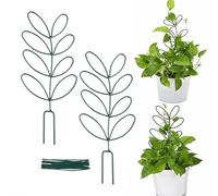 Kivivaka Lot de 2 treillis en métal pour plantes grimpantes en forme de | Support de piquet de jardin pour Monstera Pothos Hoya, cadre métallique résistant à la rouille avec attaches, 14 x 31 cm