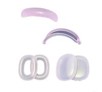 Kivivaka Lot de 4 coques de protection transparentes en TPU pour AirPods Max avec housse de phare et oreilles, peau en silicone transparente (noir)