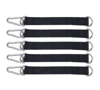Kivivaka Lot de 5 sangles de balançoire robustes en nylon avec crochets pour camping, gym, sac de sable, chaîne de sécurité noire (20 x 25 mm)