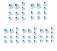 Kivivaka Lot de 50 commutateurs de clavier mécanique à 3 broches avec boîtier transparent de rechange pour claviers rétroéclairés à LED Bleu