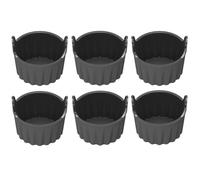 Kivivaka Lot de 6 moules de cuisson en silicone pour friteuse à air, muffins, cupcakes et œufs, 6,5 x 7 cm, noir et gris