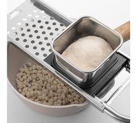 Kivivaka Machine à pâte multifonction avec râpe à fromage intégrée et trancheuse à légumes, passoire à nouilles en acier inoxydable, pour la cuisine maison, argent