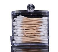 Kivivaka Mallette cylindrique transparente pour cotons-tiges, tampons à lèvres pour boîte de rangement PS 9 x 6 x 9,5 cm