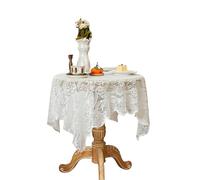 Kivivaka Nappe en dentelle creuse pour table de salle à manger et table basse, rectangulaire ou ronde, linge de table décoratif, protection de table, blanc, 140 x 220 cm