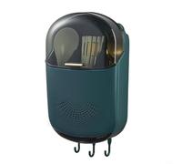 Kivivaka Organiseur de couverts mural de cuisine avec support de téléphone, couvercle semi-transparent, étagère de rangement pour cuillères, fourchettes, baguettes, vert (vert)