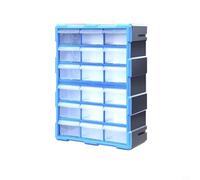 Kivivaka Organiseur de rangement en plastique transparent avec 18 tiroirs, boîte à pièces multi-compartiments pour vis et écrous, boîte à outils empilable (bleu 18 tiroirs)