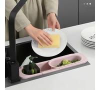 Kivivaka Panier d'évier rétractable réglable en polypropylène avec déflecteur Bleu