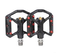 Kivivaka Pédales de vélo ultralégères en fibre de carbone avec axe en alliage TC4, 3 roulements scellés, paire pliable de 180 g pour vélo de route et de montagne (rouge + noir)