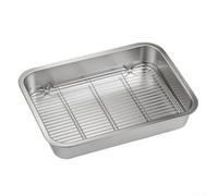 Kivivaka Plaque de cuisson en acier inoxydable avec grille de refroidissement, poêle à four antirouille pour rôtir de la viande, des légumes et des gâteaux, passe au lave-vaisselle, 31 x 24 x 5 cm (23