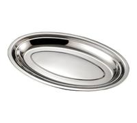 Kivivaka Plateau à poisson ovale en acier inoxydable - Plat de service profond - Empilable avec base antidérapante - Argenté/doré - 24,5 x 16 x 2,5 cm - 35 cm (argent)