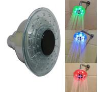 Kivivaka Pommeau de douche LED avec capteur de température avec 3 modes de changement de couleur (bleu/vert/pour rouge) Bain sûr et élégant, alimenté par l'eau, matériau ABS, argent