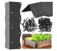 Kivivaka Pour lits de jardin en acier inoxydable noir de 50,8 à 61 cm, renfort d'angle ondulé robuste avec vis à double rangée, utilisation en intérieur et en extérieur