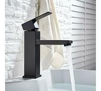 Kivivaka Robinet mitigeur cascade pour lavabo avec finition chromée, levier unique pour chaud et froid, corps en acier inoxydable avec poignée en plastique