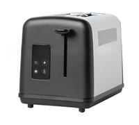 Kivivaka Smart Grille-pain 2 tranches en acier inoxydable avec écran tactile, 6 niveaux de brunissage, pour bagels, muffins, gaufres, bac ramasse-miettes amovible, noir