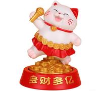 Kivivaka Statuette de chat fortune en résine blanche peinte à la main (B) | Corps en résine peinte à la main, finition vive, détails dorés complexes, construction légère, design