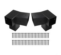 Kivivaka Support mural pour pergola de toit incliné pour poteaux de 10,2 x 10,2 cm, kit d'angle à 3 voies en acier robuste avec matériel, noir (gauche 15° + droite 15°)