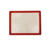 Kivivaka Tapis de cuisson en silicone avec cadre en métal - 42 x 32 cm - Réutilisable - Passe au lave-vaisselle - Rouge et noir