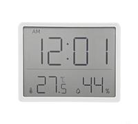 Kivivaka Thermomètre hygromètre numérique multifonction avec affichage de l'heure, moniteur de climat intérieur, montage mural ou à ventouse, alimenté par piles pour serre domestique (blanc)