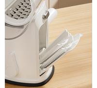 Kivivaka Trancheuse de légumes multifonction avec 5 lames interchangeables, râpe à découper en dés de 9 cm, base antidérapante sûre, rangement facile à nettoyer, crème